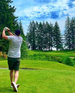 Golfer taking a swing